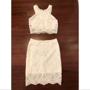 Lulu’s Two Piece white lace outfit